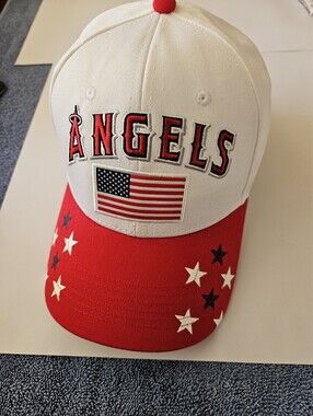 Angels USA Flag Baseball Cap -made By Sixth Man,  White & Red, Never Worn